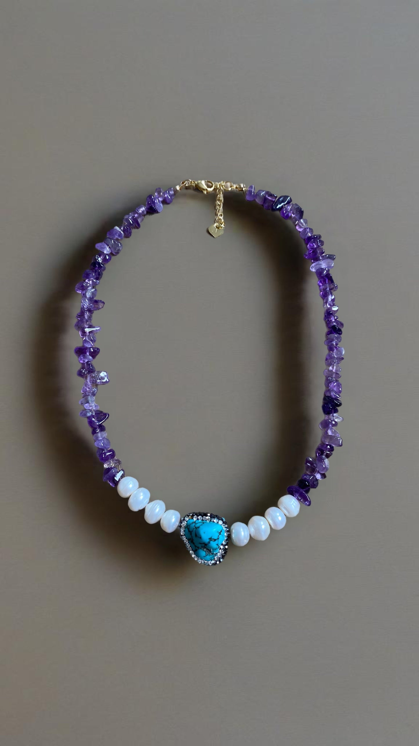 Perlen-Halskette mit Amethyst und Türkis