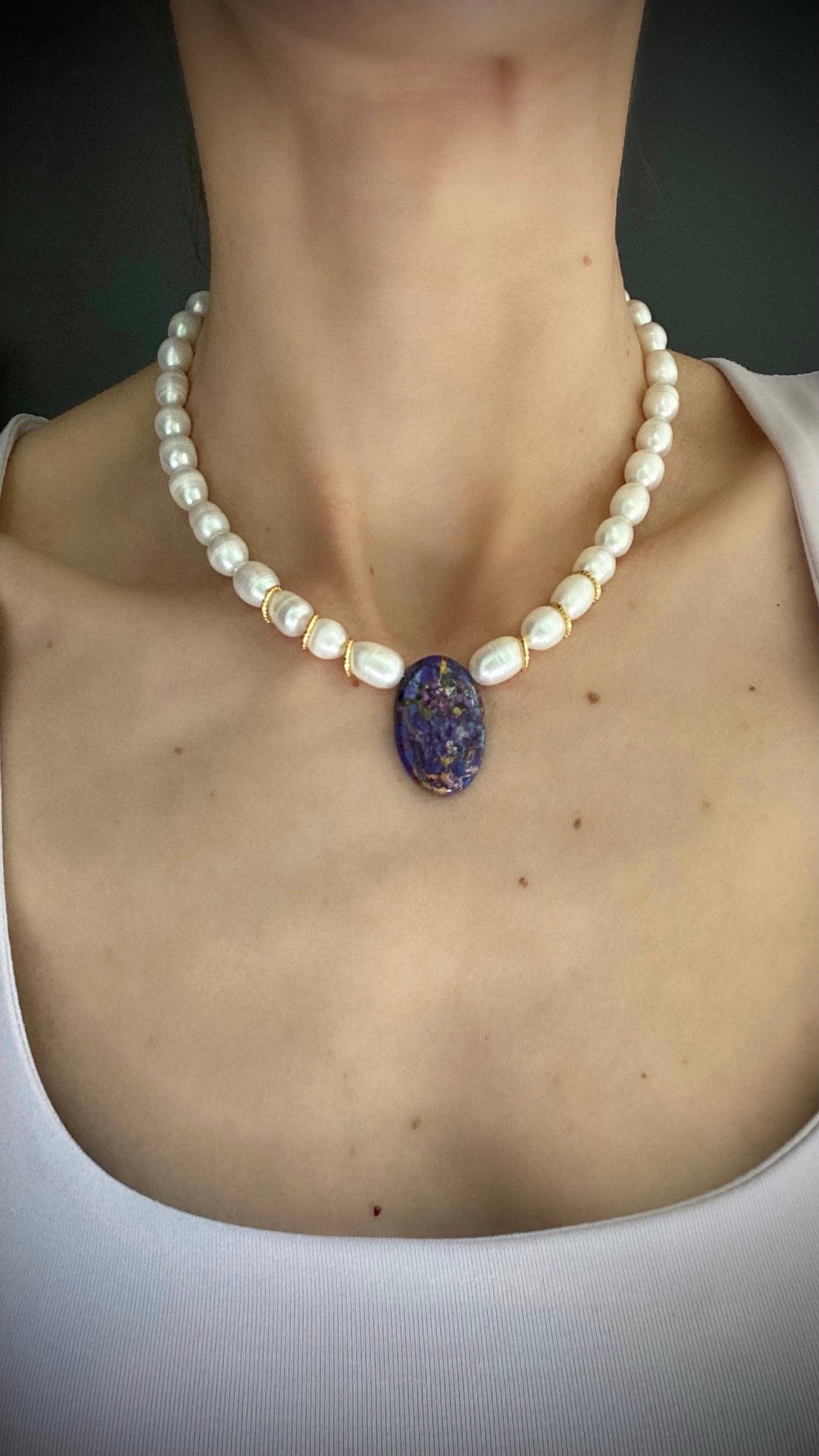 Joyya Perlenkette mit Mohave Türkis