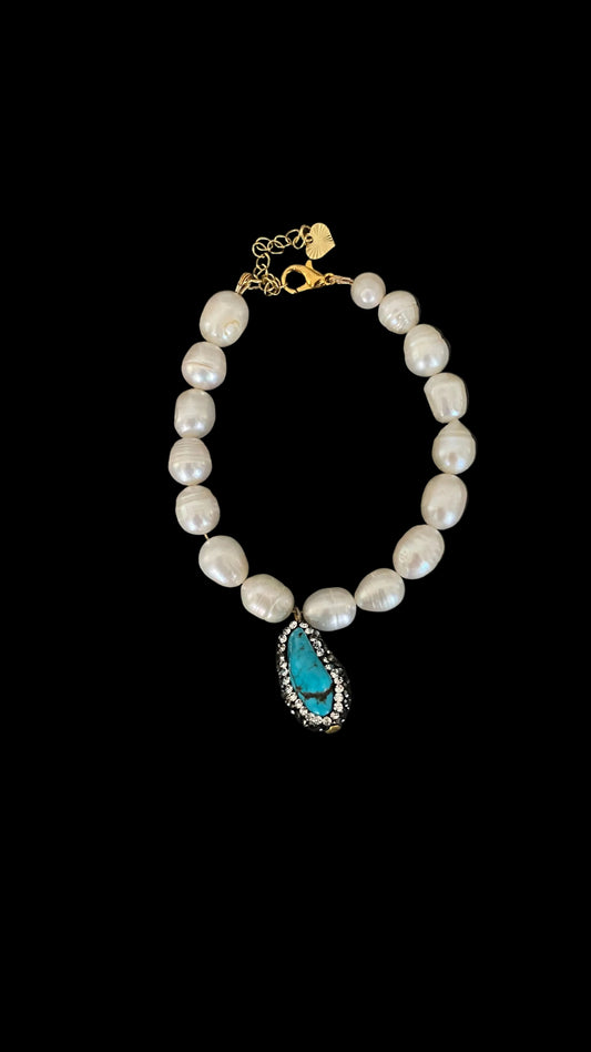 Perlenarmband mit Türkis