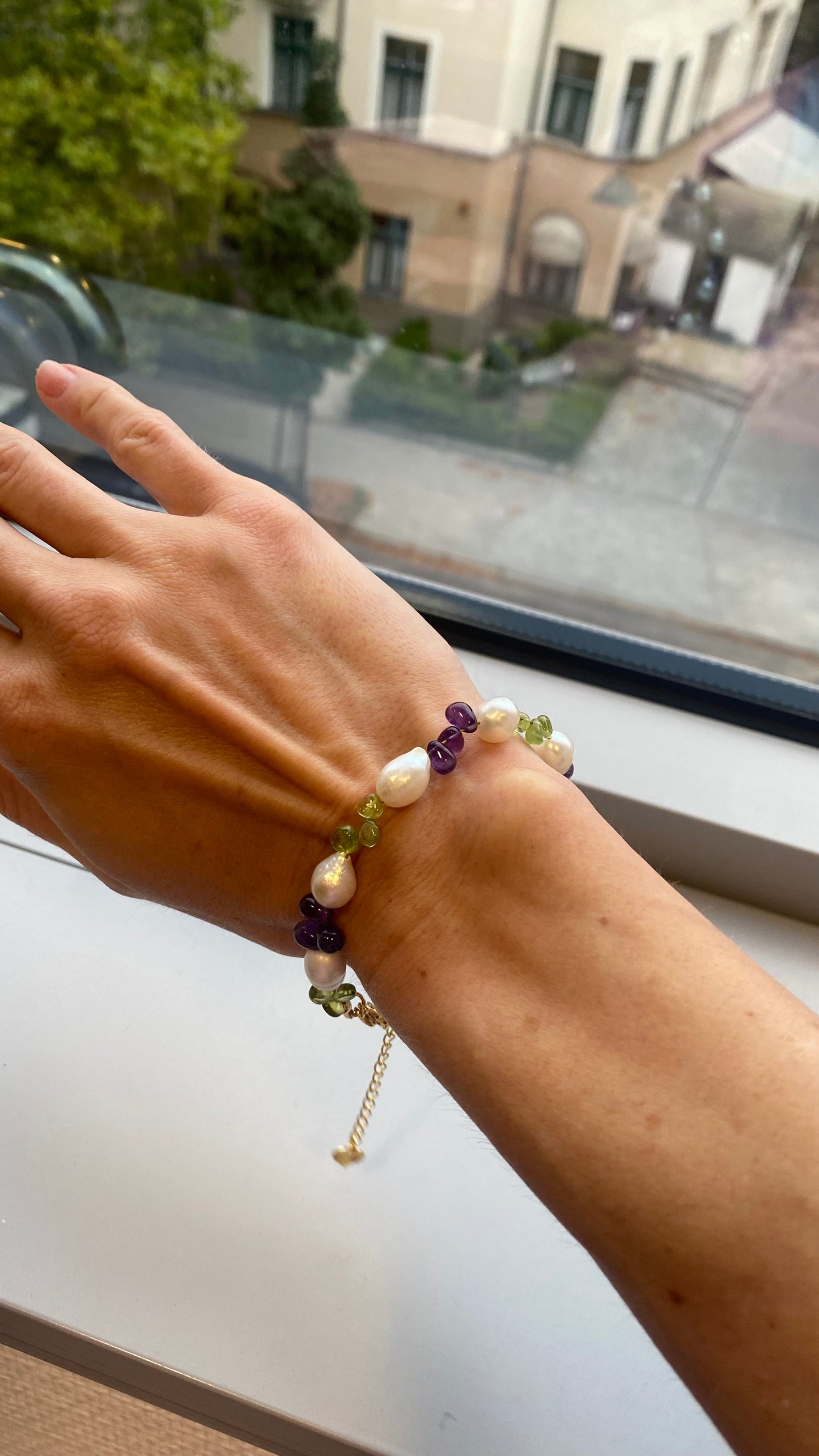 Armband Amethyst Peridot Perlen