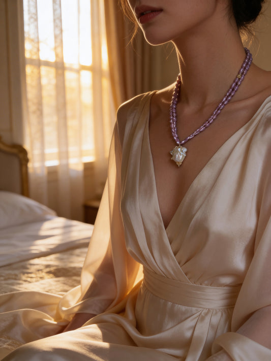 Barocke Süsswasserperle-Halskette mit Flammenperle