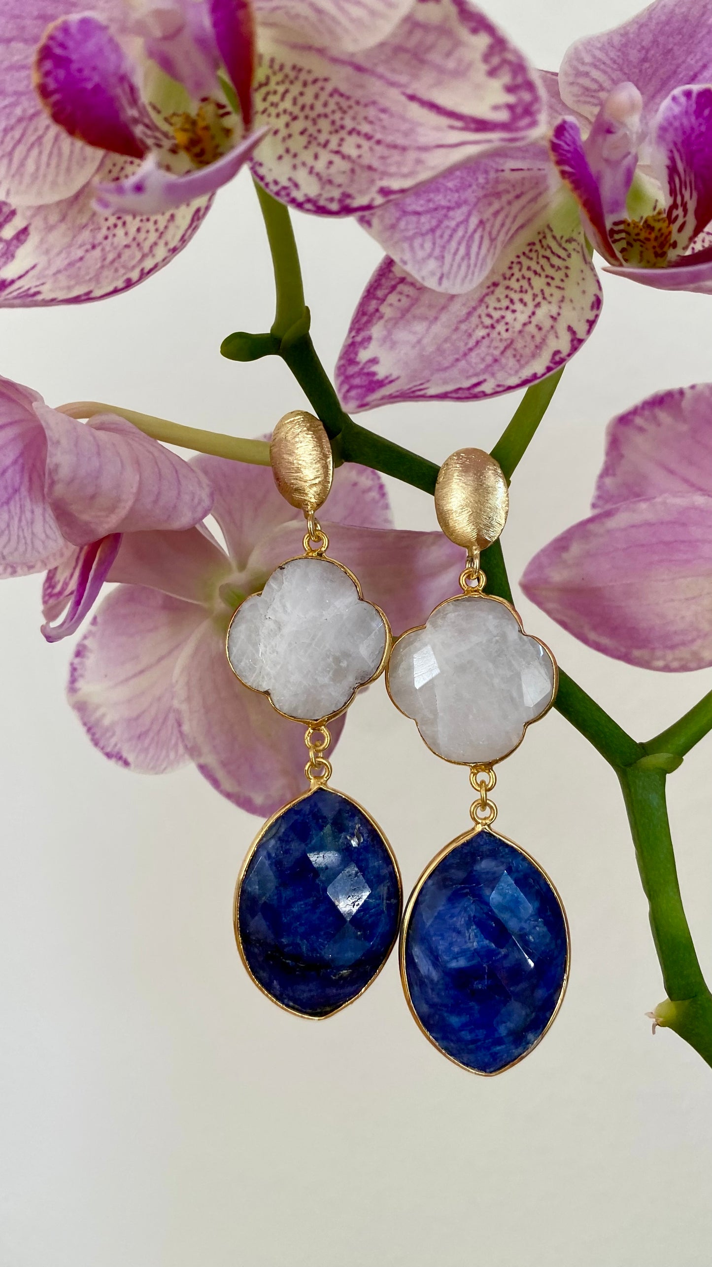 Mondstein & Sapphir Ohrringe