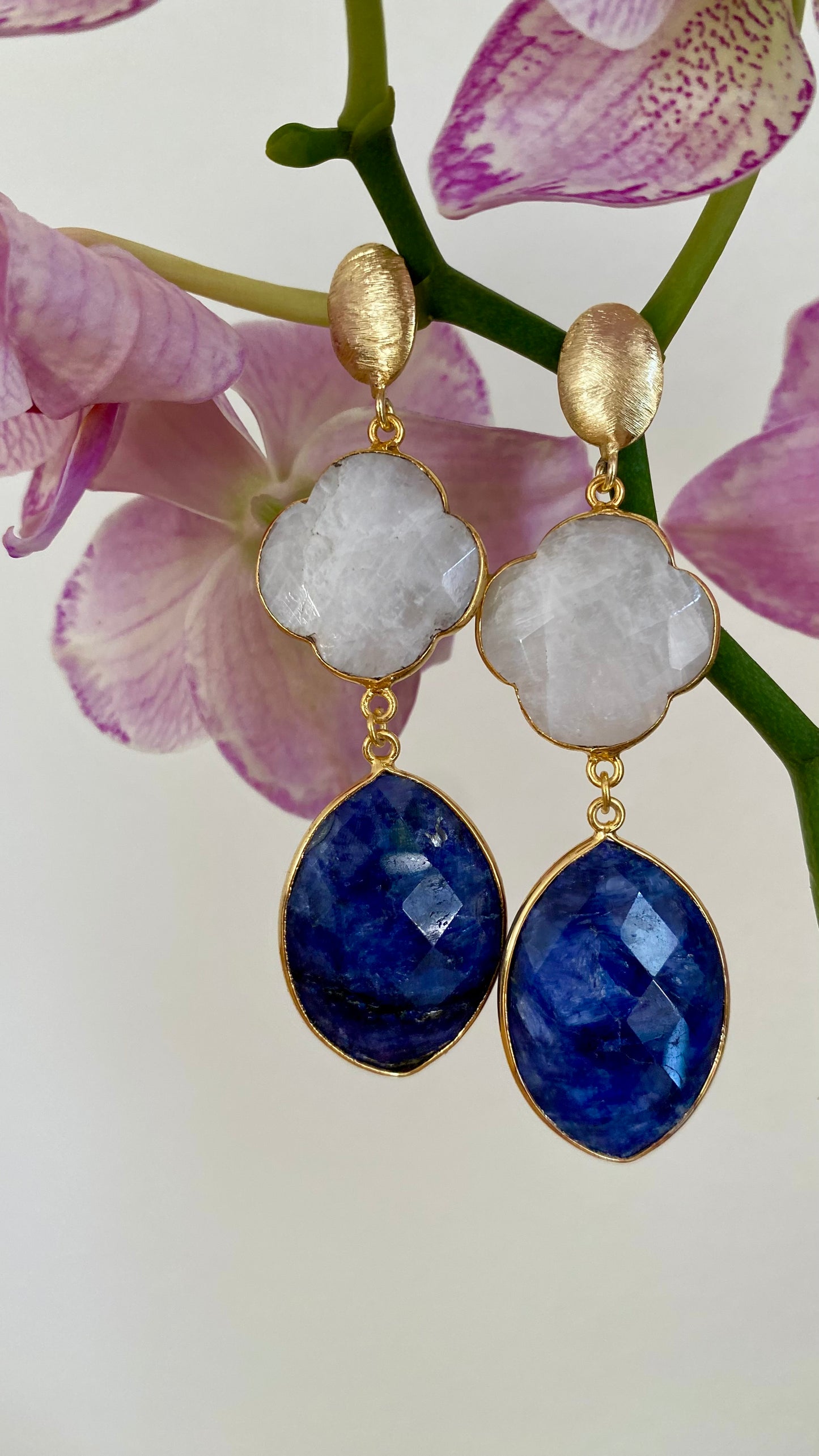 Mondstein & Sapphir Ohrringe