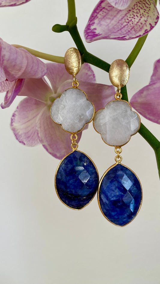 Mondstein & Sapphir Ohrringe