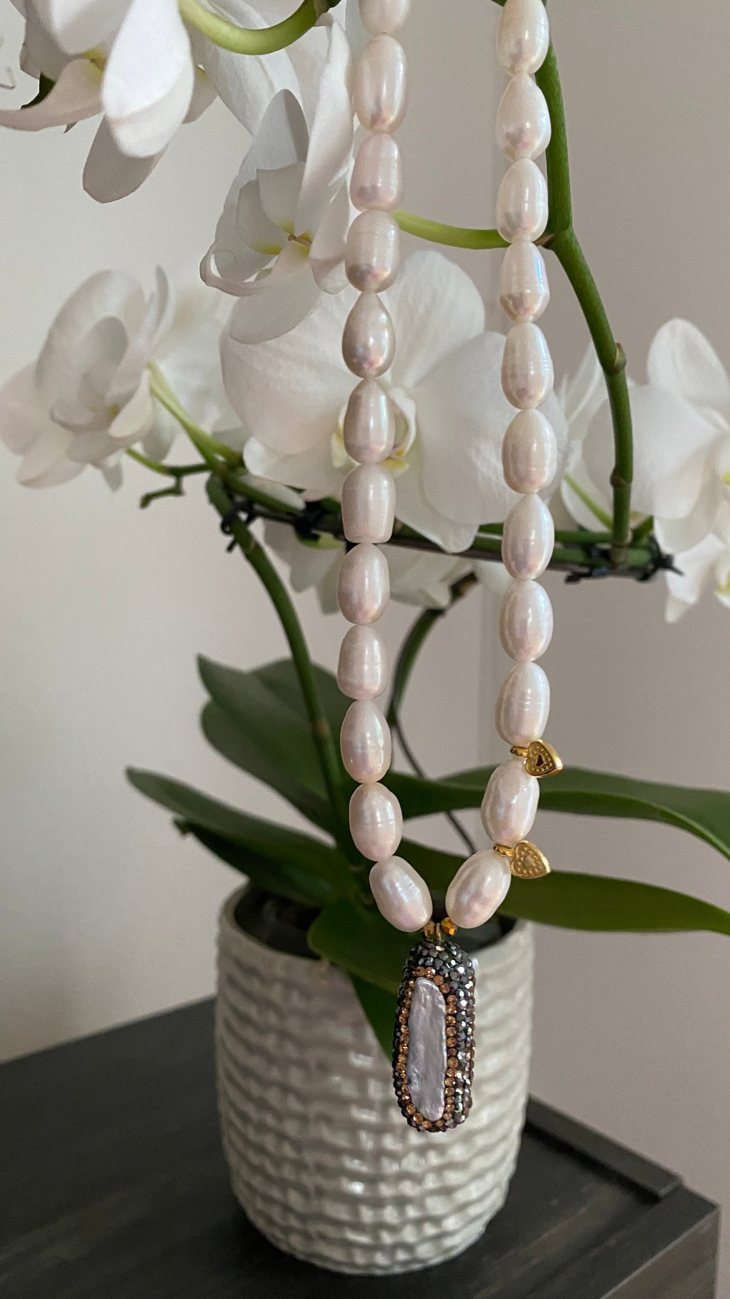 Hochzeits-Schmuck Perlenkette mit Anhänger Brautschmuck für Braut 